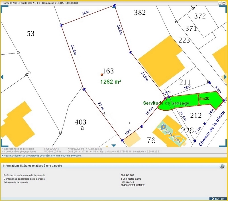 Plan des parcelles du terrain  vendre  Grardmer
